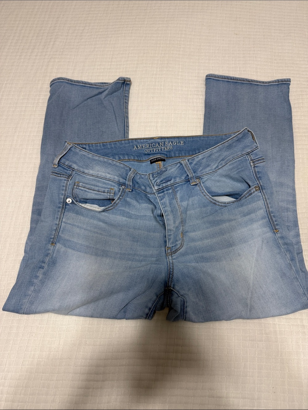 American Eagle Outfitters Light Blue Skinny Jeans - Faded Stretch Denim